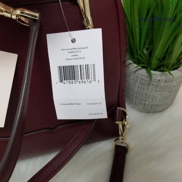 Kate Spade Mini Leather Quilted Backpack Cherry - Picture 8 of 10